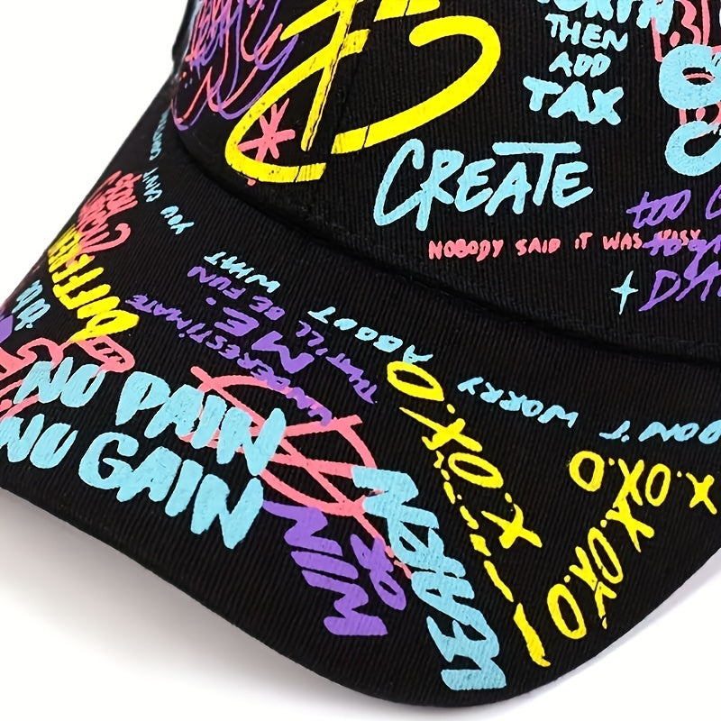 Colorful Letter Graffiti Baseball Cap Adjustable Couple Sun Hat & Dad Hats