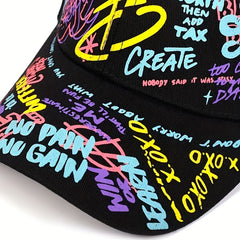 Colorful Letter Graffiti Baseball Cap Adjustable Couple Sun Hat & Dad Hats