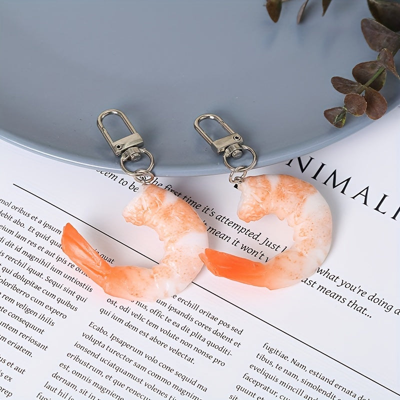 Simulated Shrimp Keychain Fun Food Pendant For Bags Purses And Keys