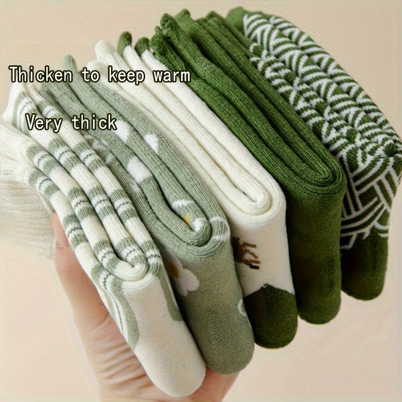 5 Pairs Animal Print Ribbed Socks Mid Tube Stockings
