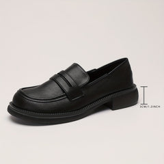 Women's Chunky Heel Loafers Faux Leather Shoes Comfortable Walking Shoes