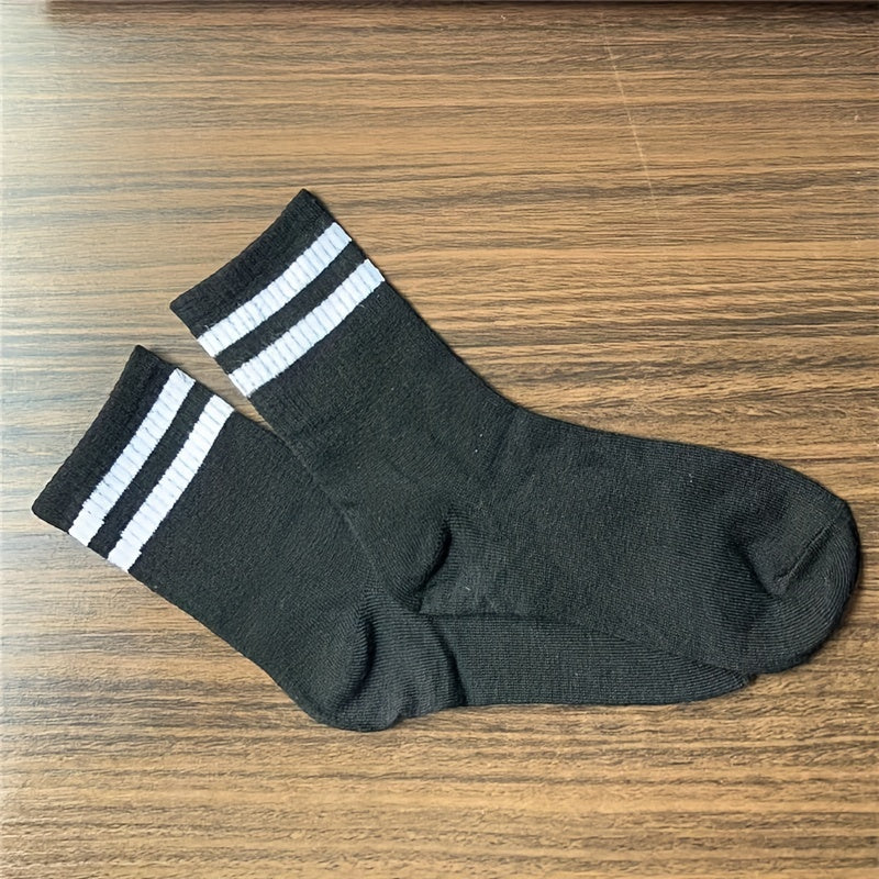 20 Pairs Striped Crew Socks Women's Stockings