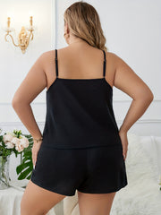 Waffle Knit Cami Top & Tie Shorts Pajama Set