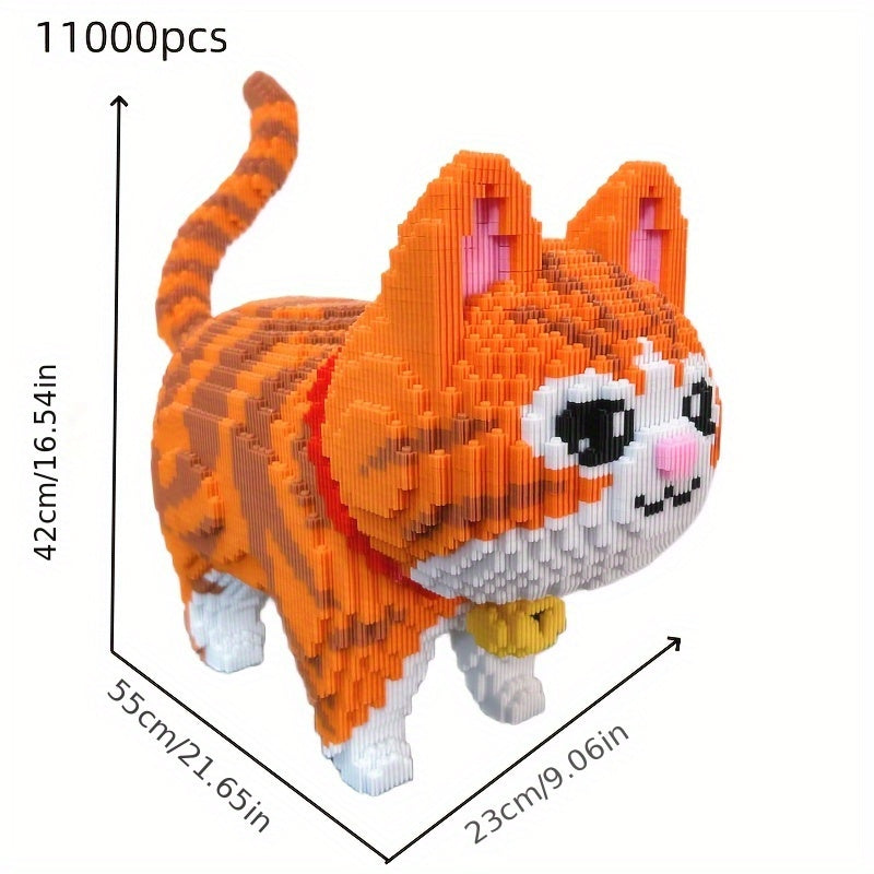 Large Orange Cat Building Block Set Party Game DIY 3D Puzzle Assembly