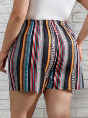  Patchwork Print Elastic High Rise Boho Shorts