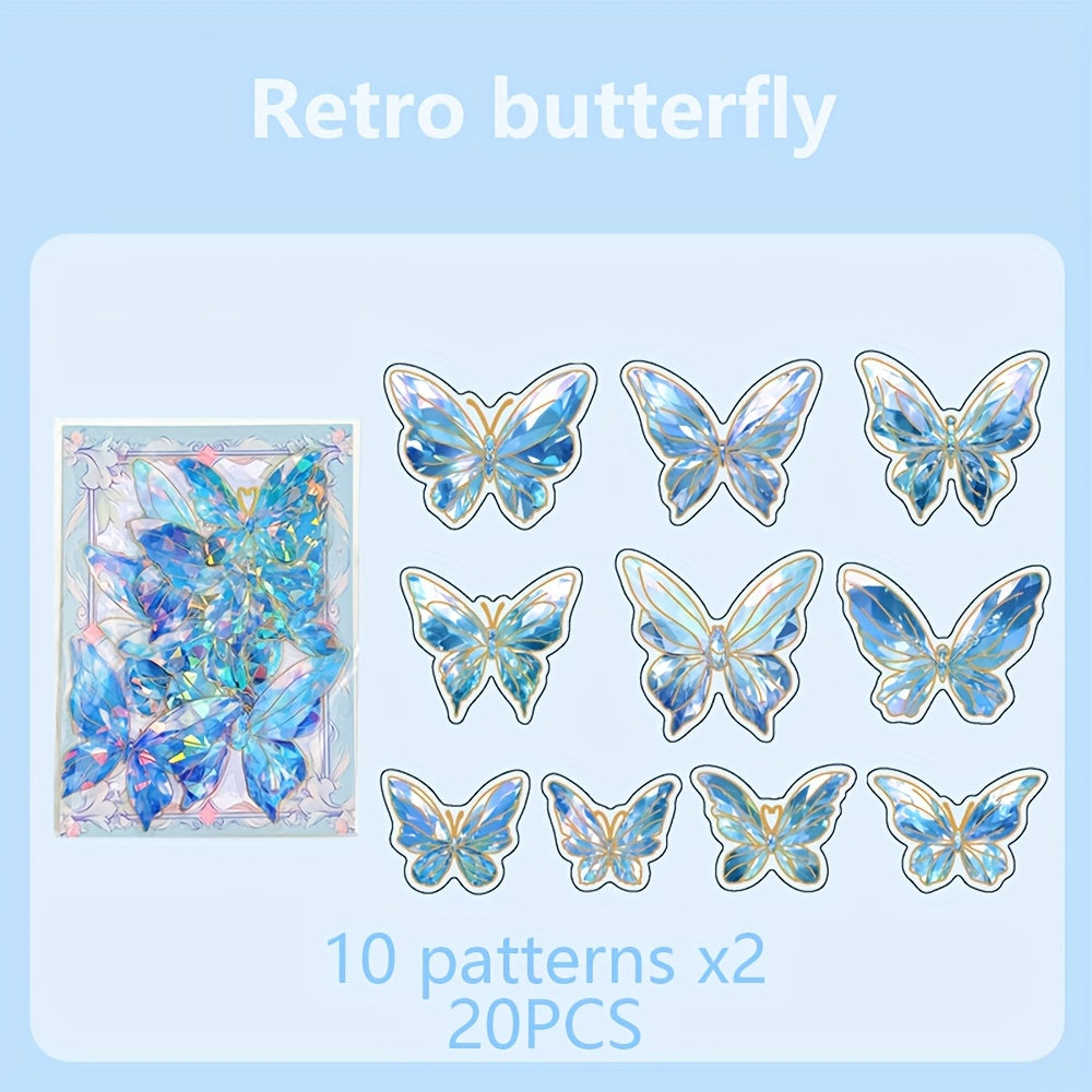 Butterfly Series Hot Stamping & Laser PET Stickers 20pcs