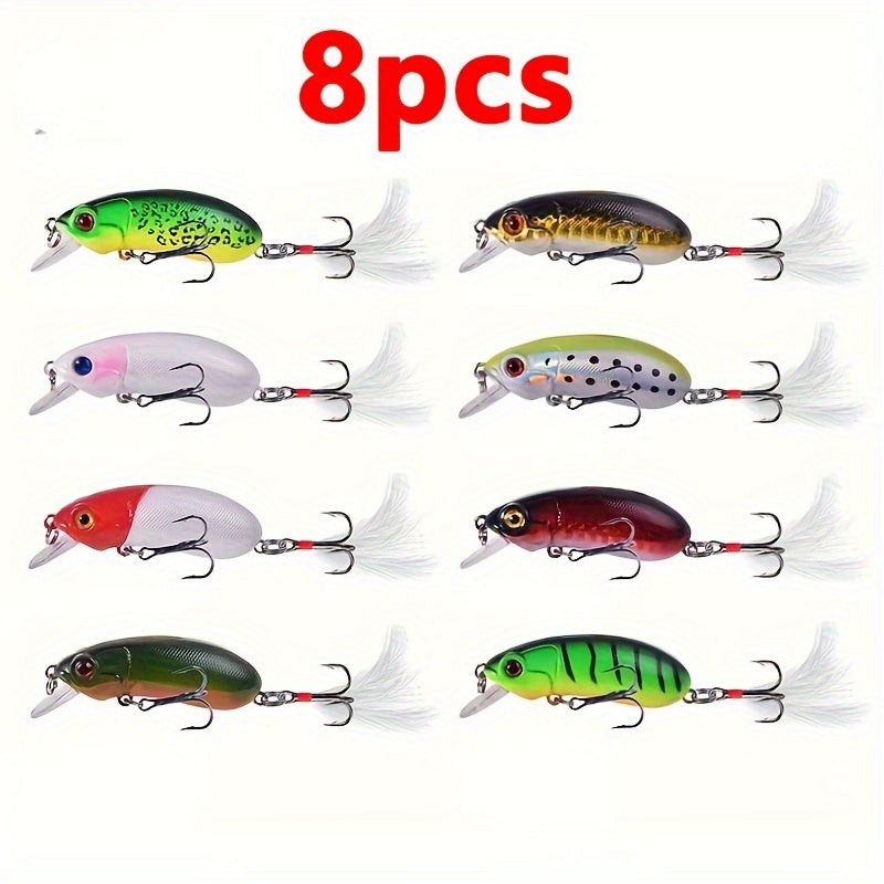 8pcs Minnow Fishing Lure Slow Sinking Swimbait Hard Bait for Bass Trout Pike