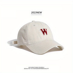 W Baseball Cap Solid Cotton Dad Hat Adjustable Sun Hat