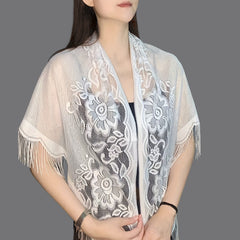 Classic Lace Veil Tassel Scarf Vintage Catholic Mantilla Head Covering