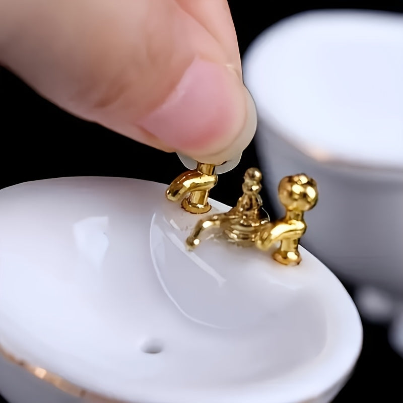 1:12 Mini Dollhouse Bathroom Sink with Faucet Realistic Micro Landscape Props