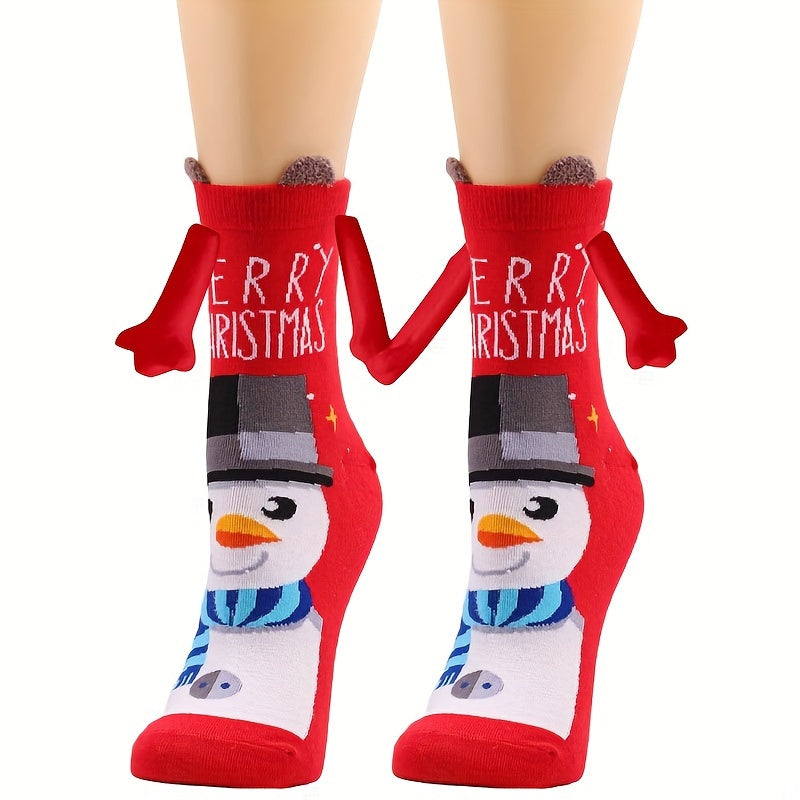 6 Pairs Hand In Hand Magnetic Socks Couple Crew Sock Xmas