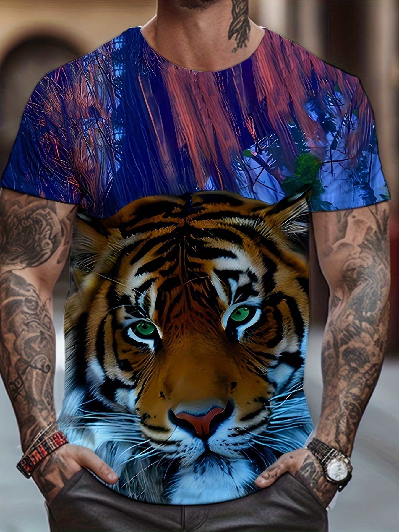 Men's Graphic Print Building Blocks T-shirt for Summer