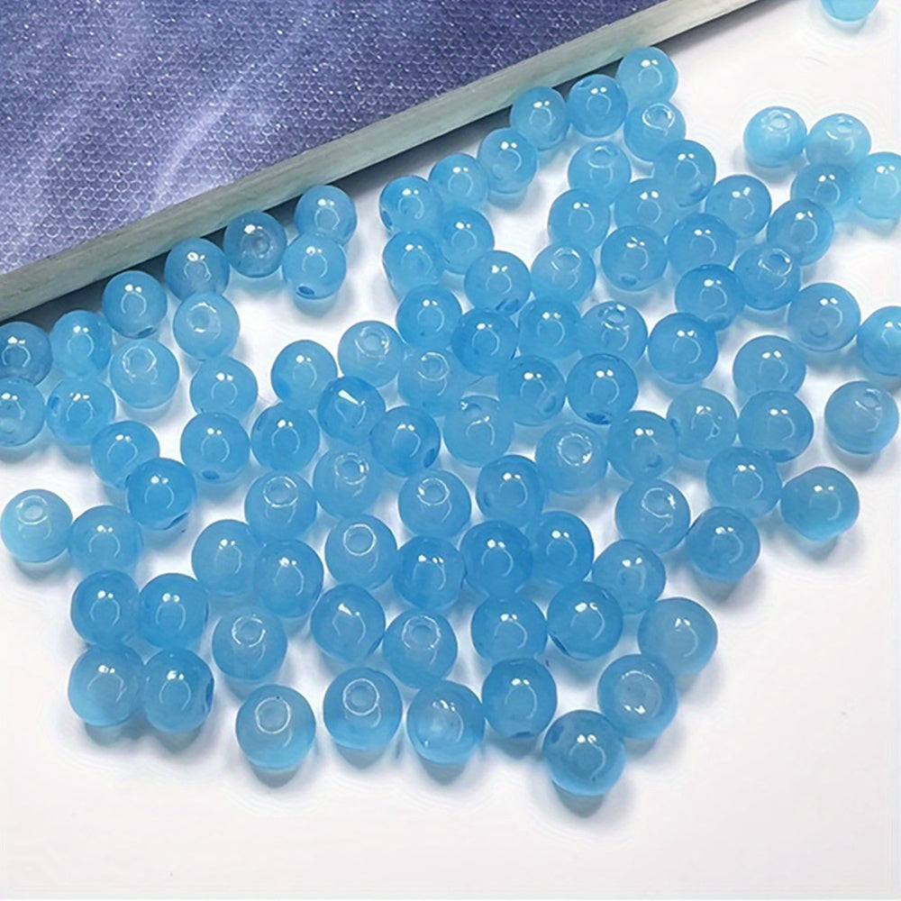 50PCS 0.32inch Natural Stone Glass Round Bead Spacer Beads