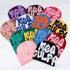 Y2K Knitted Beanie Cap Elastic Foldable Warm Skull Hat
