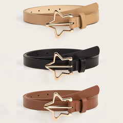Golden Star Buckle Classic PU Leather Belt for Girls