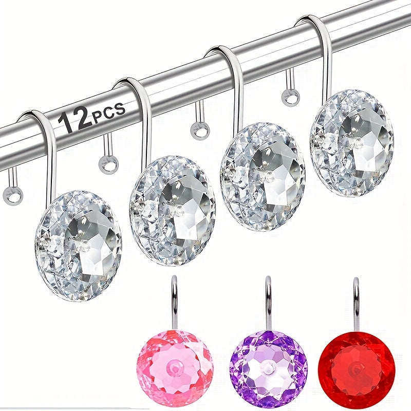 Acrylic Shower Curtain Hook with Rhinestone Design