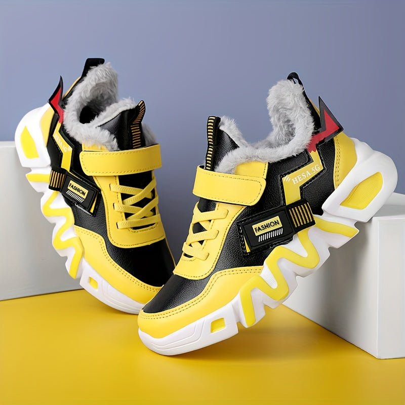 Boys Snow Boots with Plush Lining Non Slip Casual Thermal Sneakers