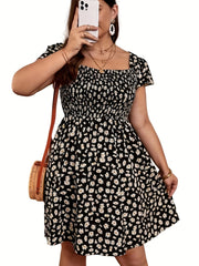  Floral Print Cap Sleeve Mini Dress