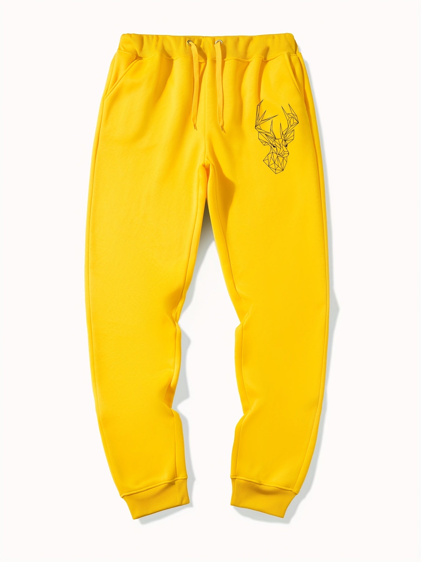 Geometric Deer Pattern Drawstring Joggers Men's Sweatpants