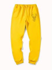 Geometric Deer Pattern Drawstring Joggers Men's Sweatpants