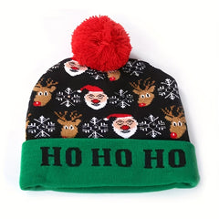 Christmas LED Knit Hat - Festive Holiday Light-up Beanie