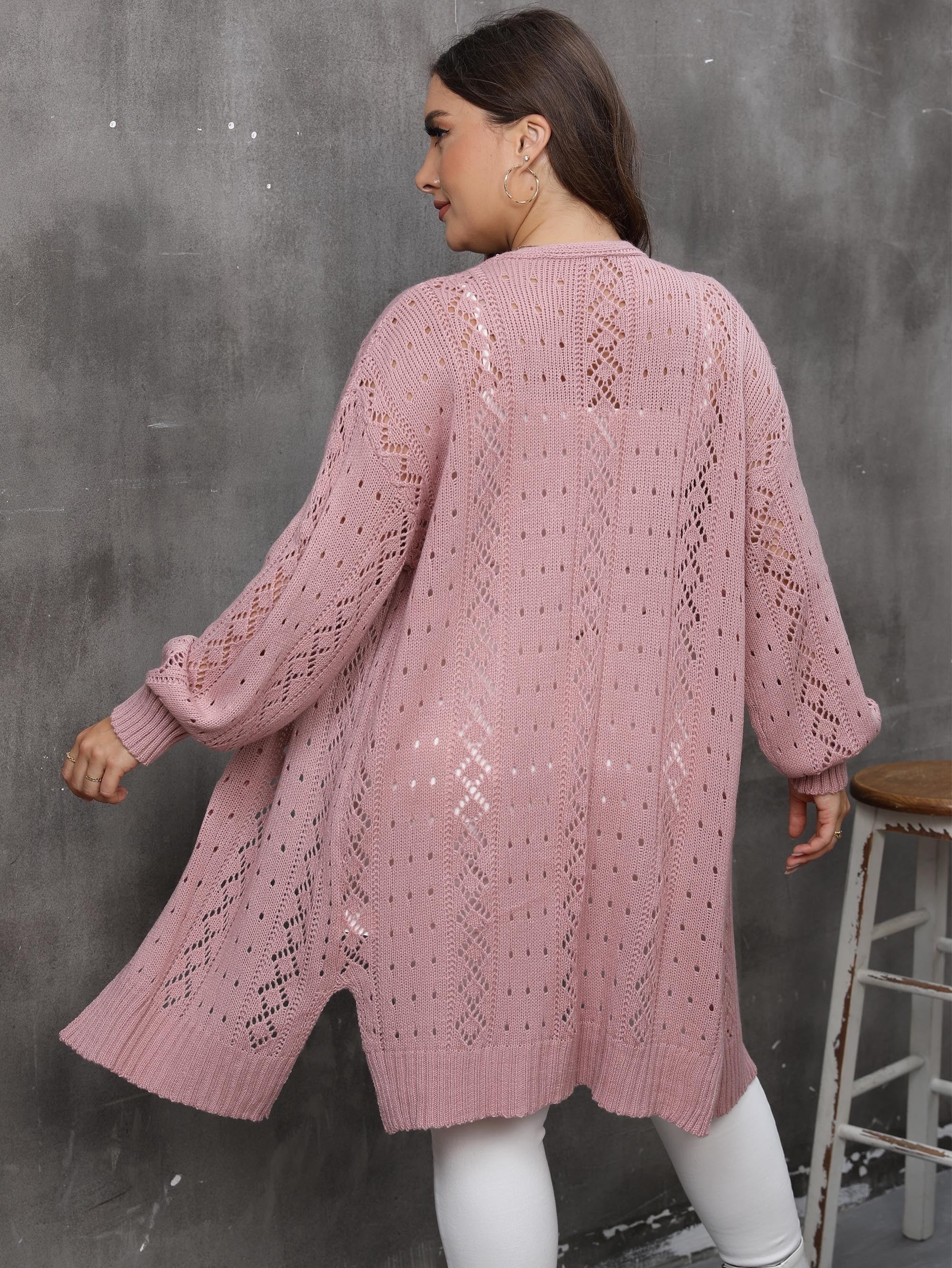  Hollow Out Long Sleeve Cardigan