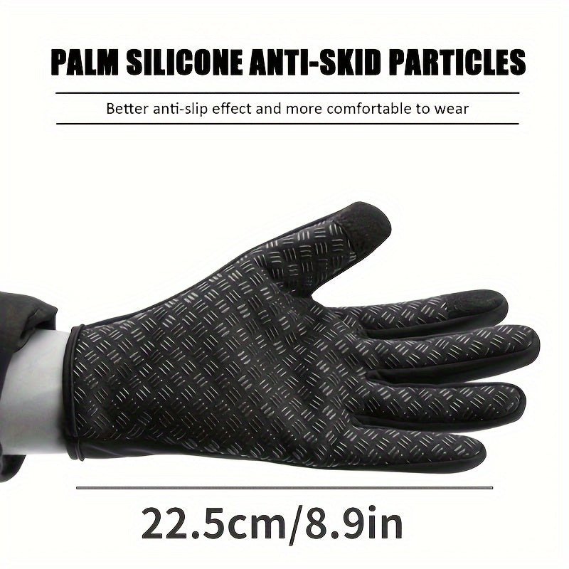 Men's Winter Cycling Gloves Touch Screen Compatible Warm Windproof Full Finger