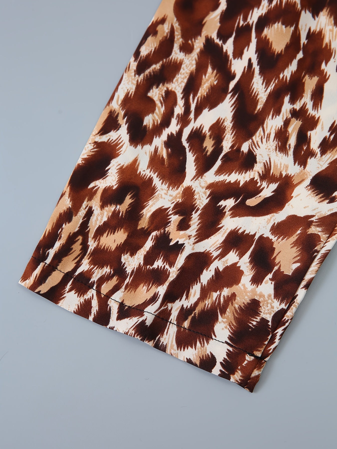 Off Shoulder Leopard Print Long Sleeve Crop Blouse Women's Plus