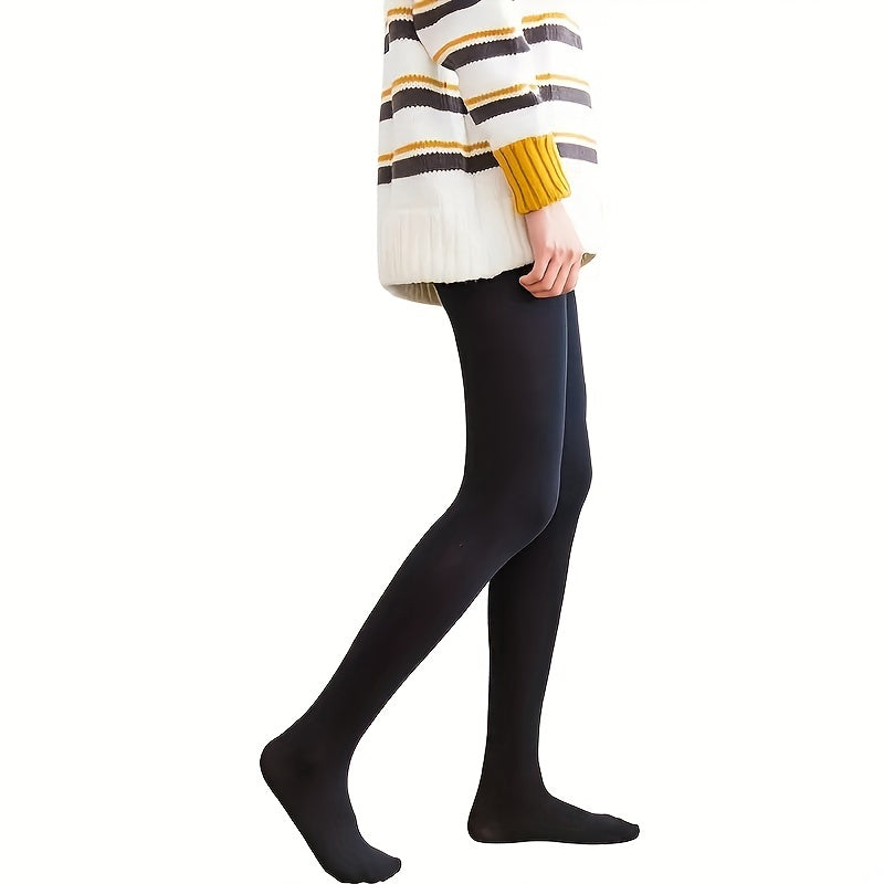 Plush Lined Tights Opaque High Waist Thermal Elastic Leggings