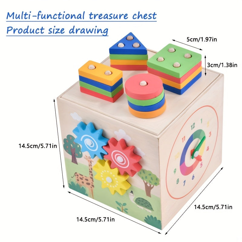 Educational Shape Sorter Toy for Kids with Numbers, Gears & Animals