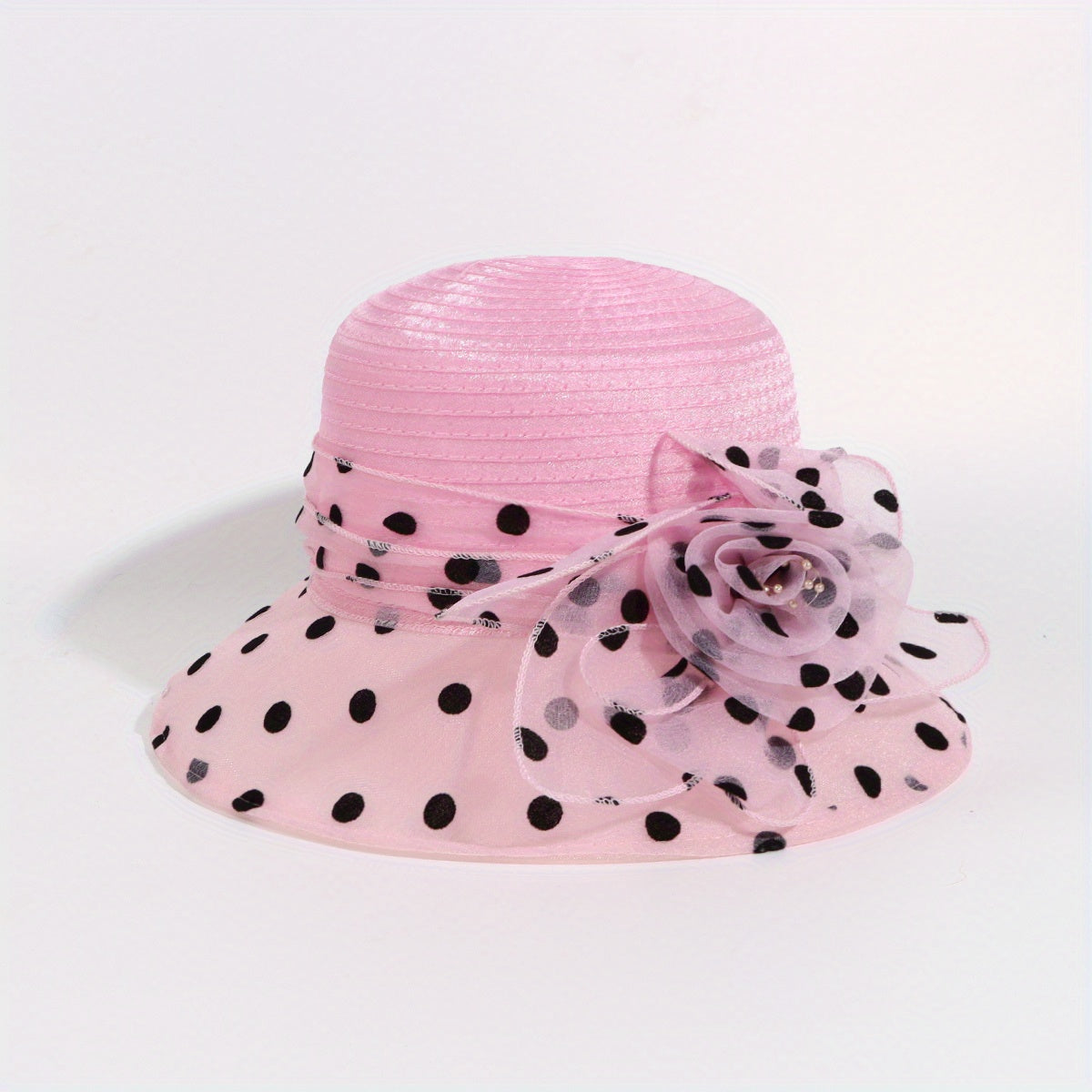 Polka Dot Print Bucket Hat Mesh Breathable Sun Hat for Women
