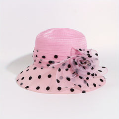 Polka Dot Print Bucket Hat Mesh Breathable Sun Hat for Women