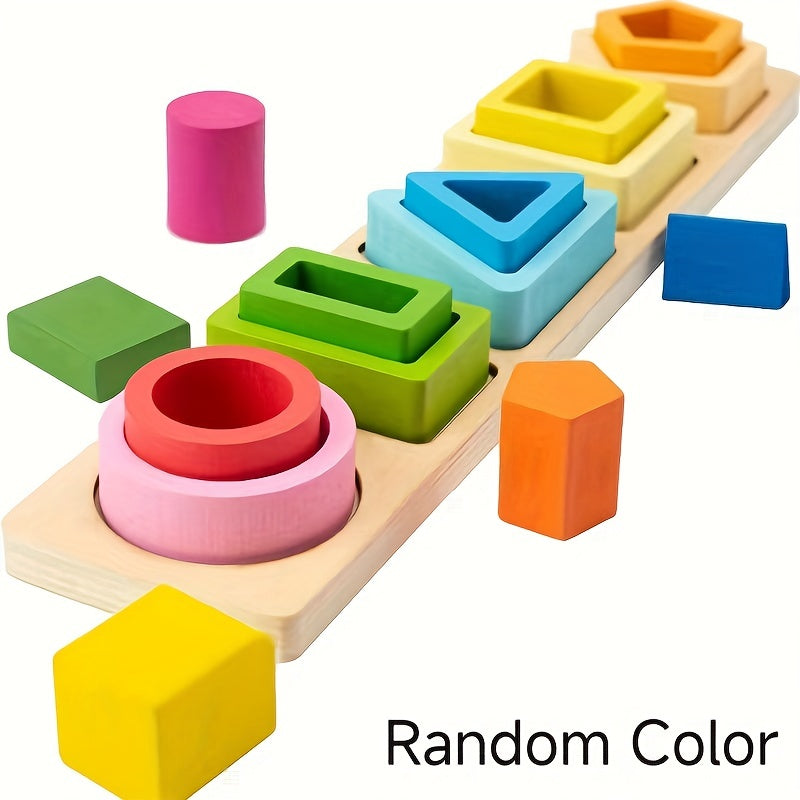 Montessori Wooden Sorting & Stacking Toy - Toddler Shape Sorting Gift