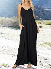 Solid Loose Cami Dress Beach Casual Dress Women's Clothing