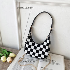 Casual Plaid Pouch Chain Underarm Bag Tote Messenger Bags