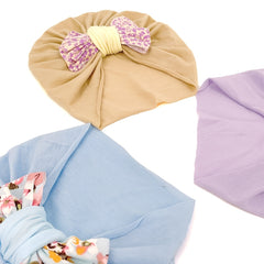 Newborn Infant Flowers Graphic Bow Decor Turban Hat Cap