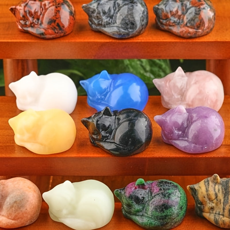Crystal Sleeping Cat Figurine Home Decor