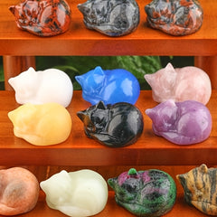 Crystal Sleeping Cat Figurine Home Decor