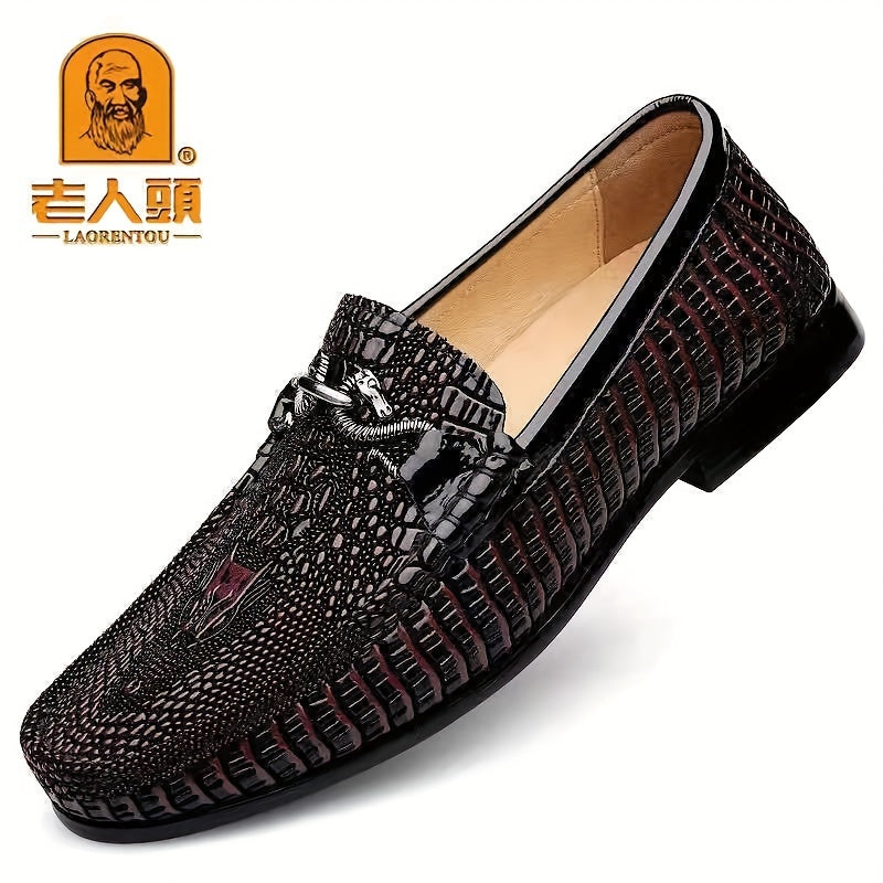LAORENTOU Croc Embossed Slip On Loafer Shoes