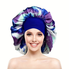 2pcs Colorful Satin Bonnet Oversized Turban Cap Large Elastic Head Wrap