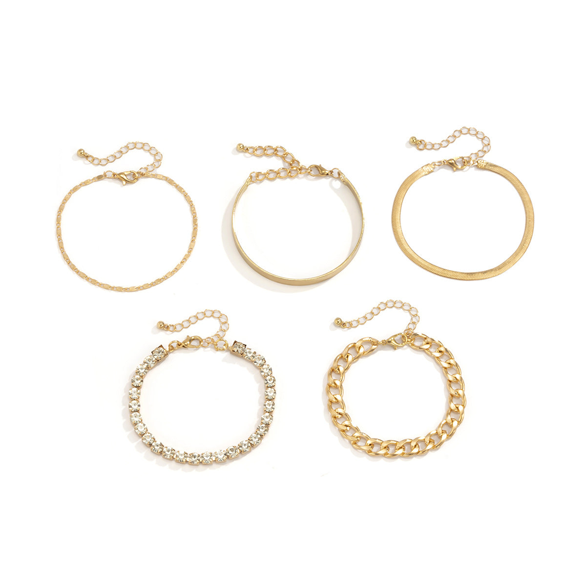 5 Pcs Sparkling Faux Diamond Women Bracelet Set