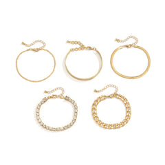 5 Pcs Sparkling Faux Diamond Women Bracelet Set