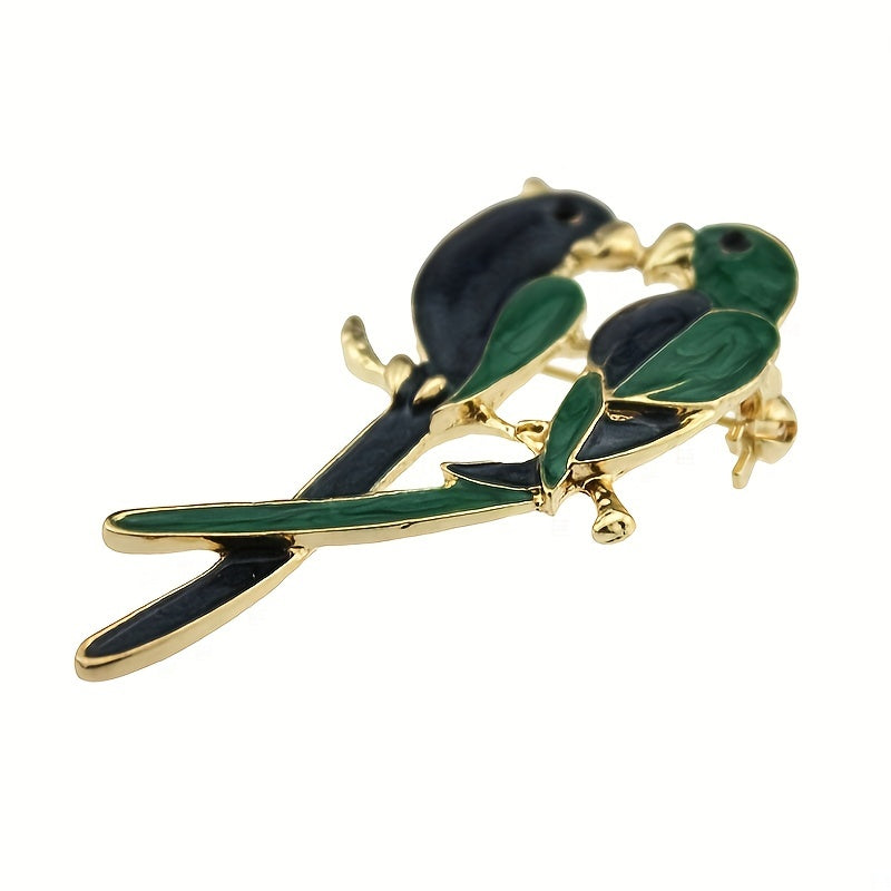 Men's Parrot Painting Oil Brooch Gift For Boyfriend