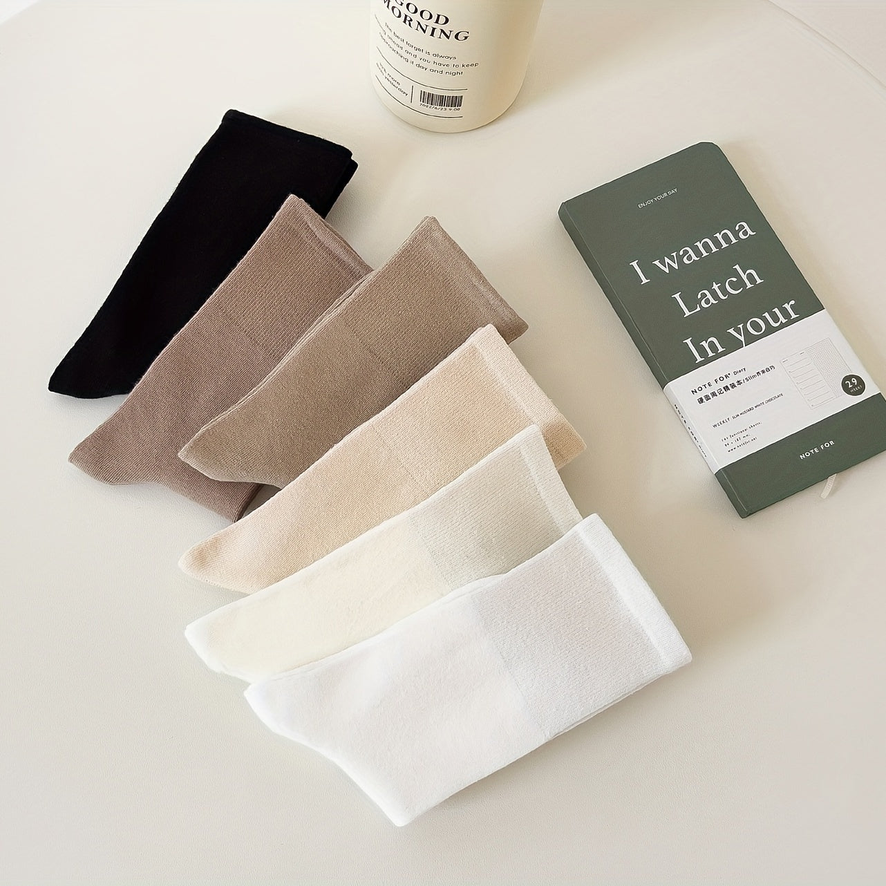 6 Pairs Ribbed Mid Tube Socks Breathable & Comfy Women's Stockings