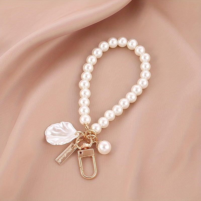 Faux Pearl Beads Bracelet Keychain Women's Necklace