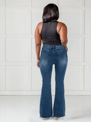  Washed Ripped Flared Leg Jeans