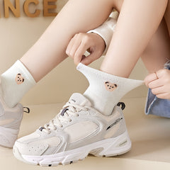 5 Pairs Soft Teddy Bear Crew Socks Women's Stockings
