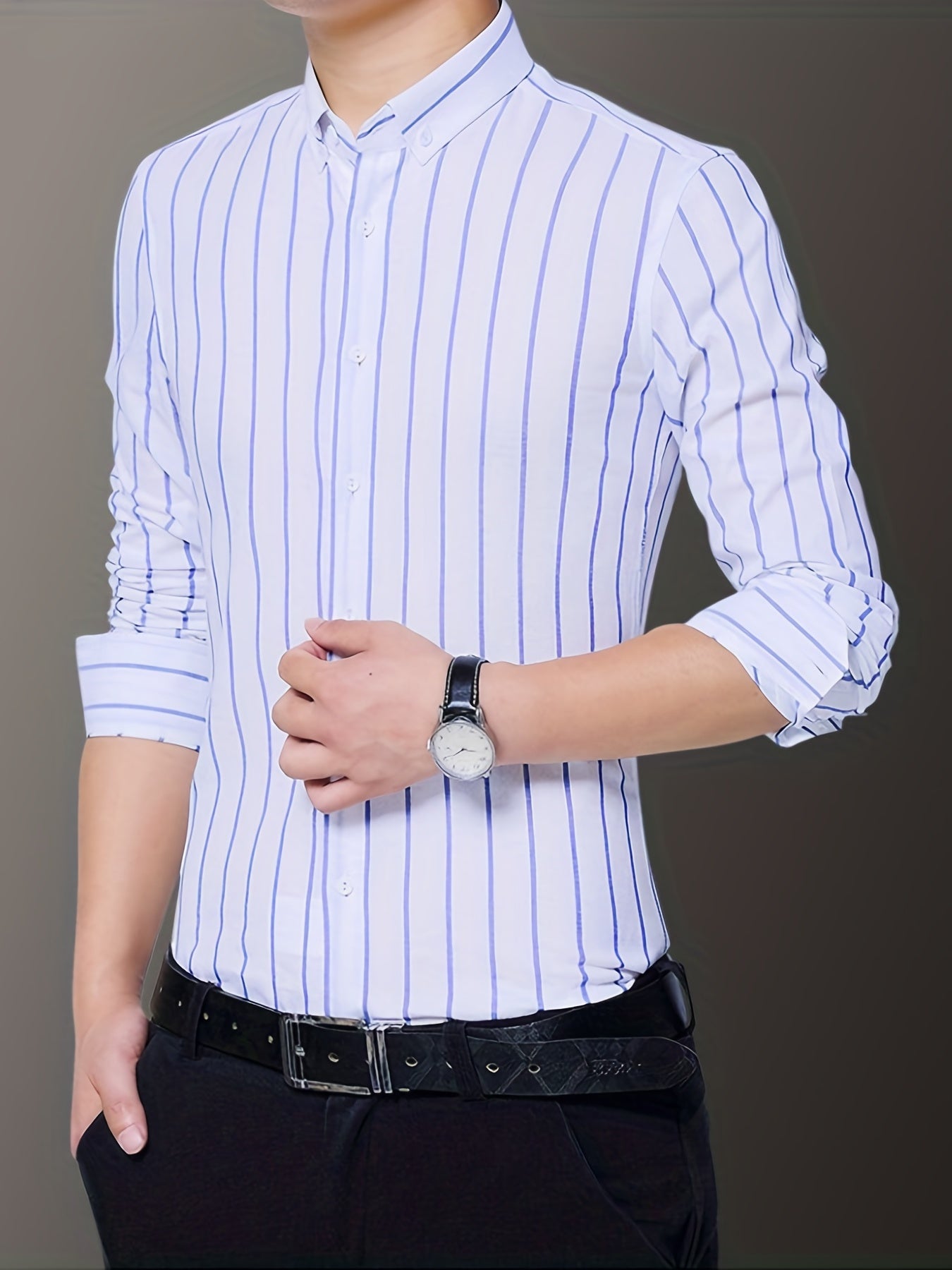 Men's Classic Stripe Button Up Shirt
