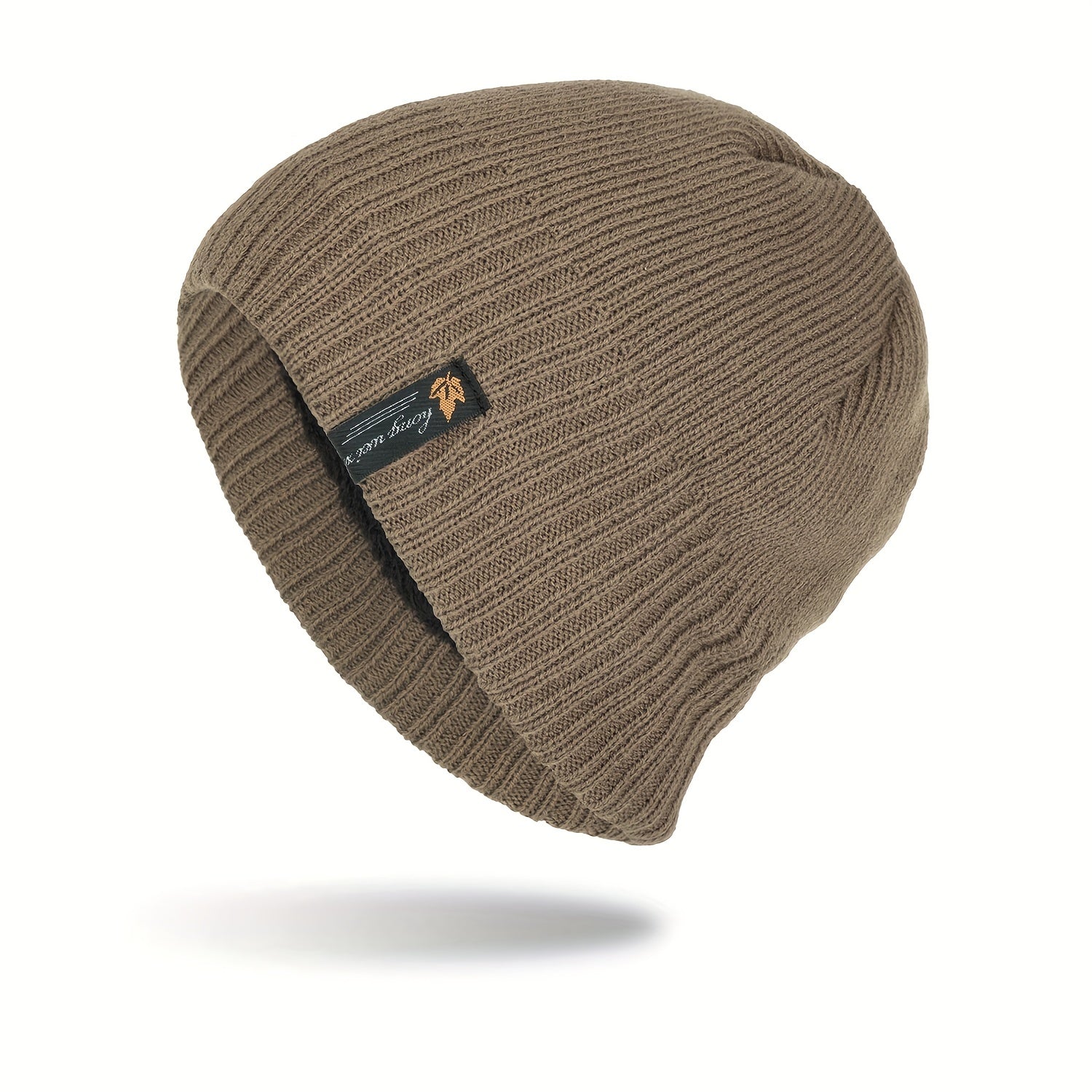 Yellow Leaf Winter Knitted Beanie Hat Plus Velvet Warm Outdoor Short Hat