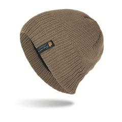 Yellow Leaf Winter Knitted Beanie Hat Plus Velvet Warm Outdoor Short Hat